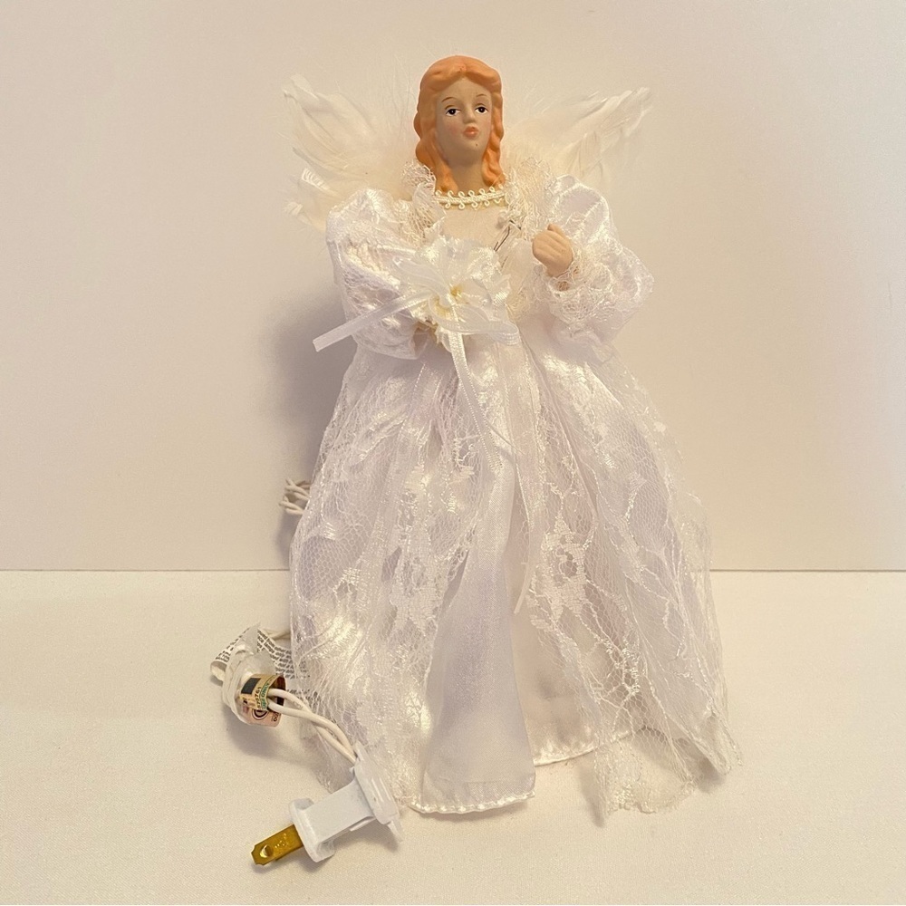 10" White Lighted Angel Tree Topper New
